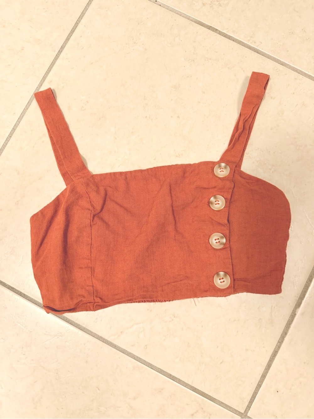 Windsor Burnt Orange Button-Front Crop Tank